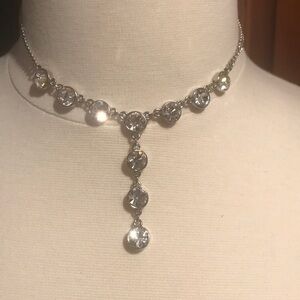Trailing Crystals Necklace in Silver